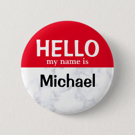 Botón pin de Red Hello My Name Is Personalized