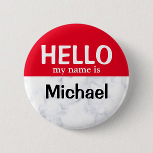 Botón pin de Red Hello My Name Is Personalized