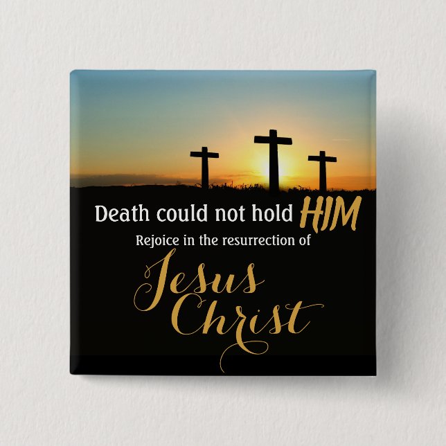 Botón Pin de Resurrección Cruzada de Jesucristo (Anverso)