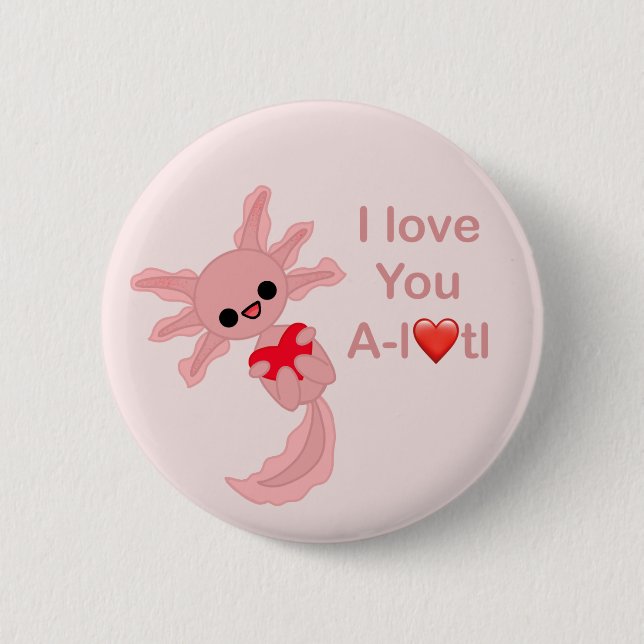 botón Pin-On de Axolotl el día de San Valentín Lov (Anverso)