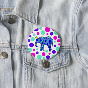 Botón Pin-On del elefante de punto de Polka