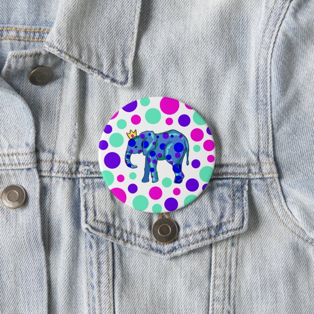 Botón Pin-On del elefante de punto de Polka (In situ)