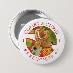 botón Pin redondo del REINDEDOR CUPIDO DE COMET