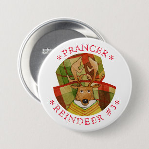 botón Pin redondo del REINDER DEL PRANCER