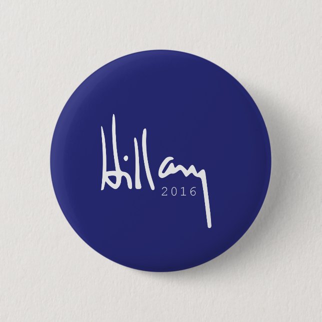 Botón Pinback Azul de la Campaña Hillary Clinton 2 (Anverso)