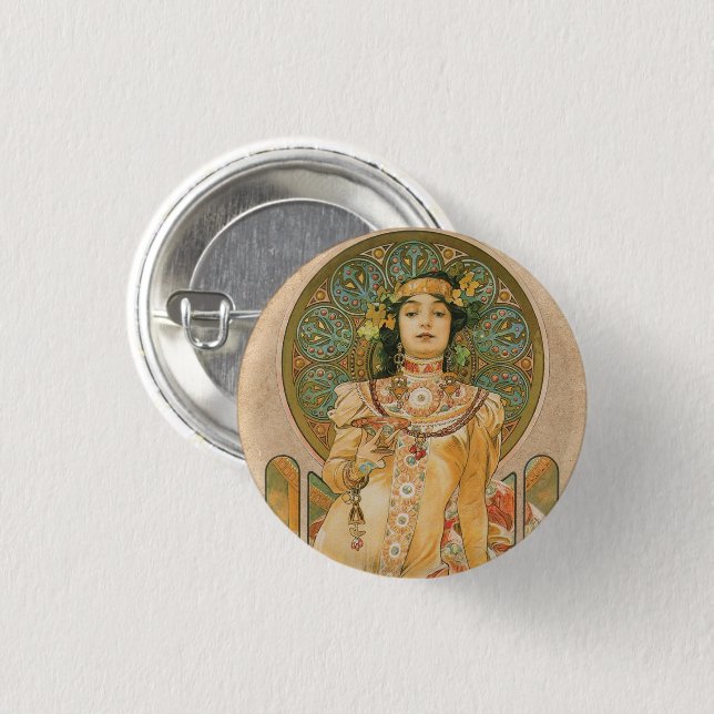 Botón Pinback de Art Nouveau (Anverso y reverso)