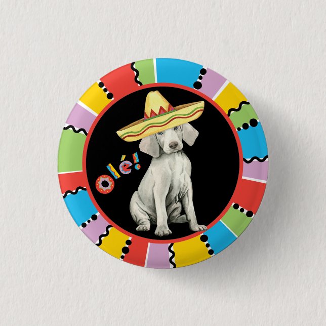 botón Pinback de Fiesta Weimaraner (Anverso)