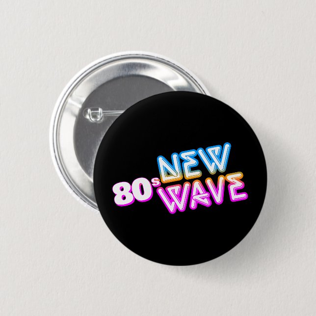 Botón Pinback de Onda Nueva de los 80 (Anverso y reverso)