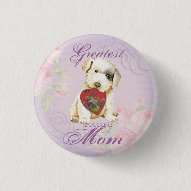 Botón Pinback de Sealyham Terrier Heart Mom (Anverso)