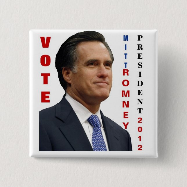 Botón Pinback de Vote Mitt Romney 2012 (Anverso)