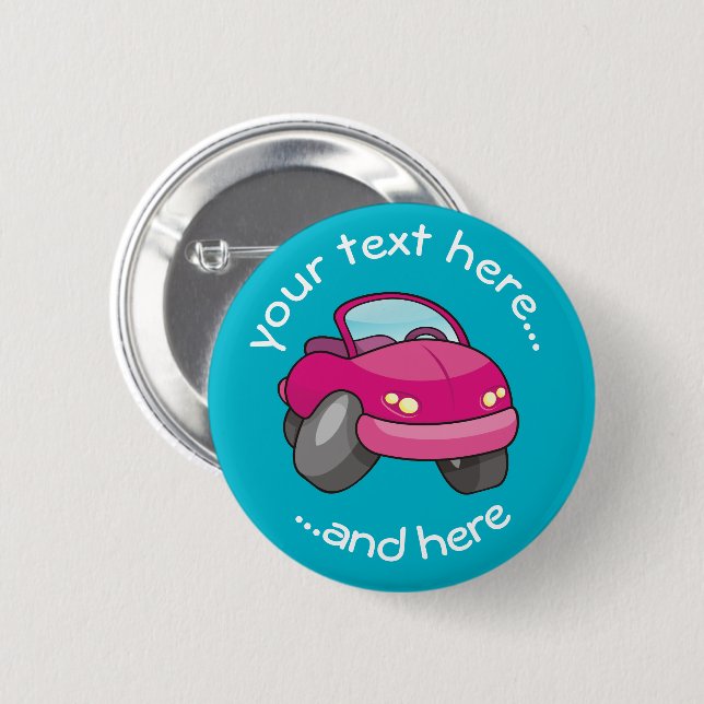 Botón Pinback del coche del Personalizado rosado (Anverso y reverso)