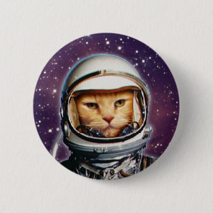 Botón Pinback del gato del astronauta