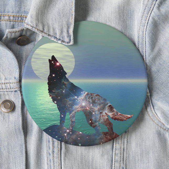 Botón Pinback del lobo de estrella (In situ)