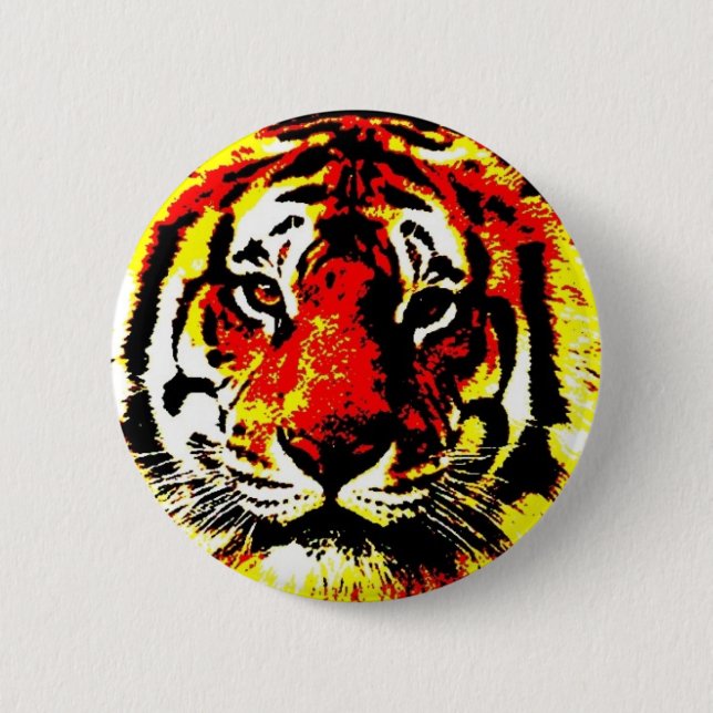 botón Pinback del tigre de estilo de comic retro (Anverso)