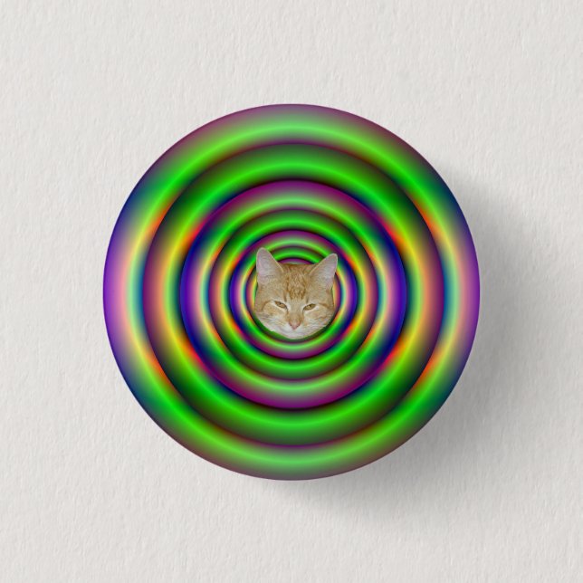 Botón Pinback del Túnel de Torneo Verde + gato (Anverso)