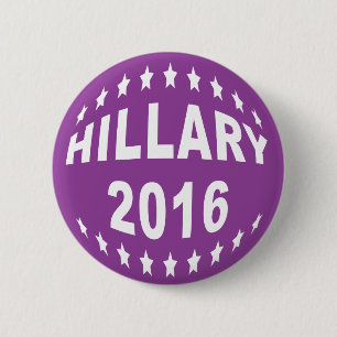Botón Pinback púrpura de Hillary Clinton 2016