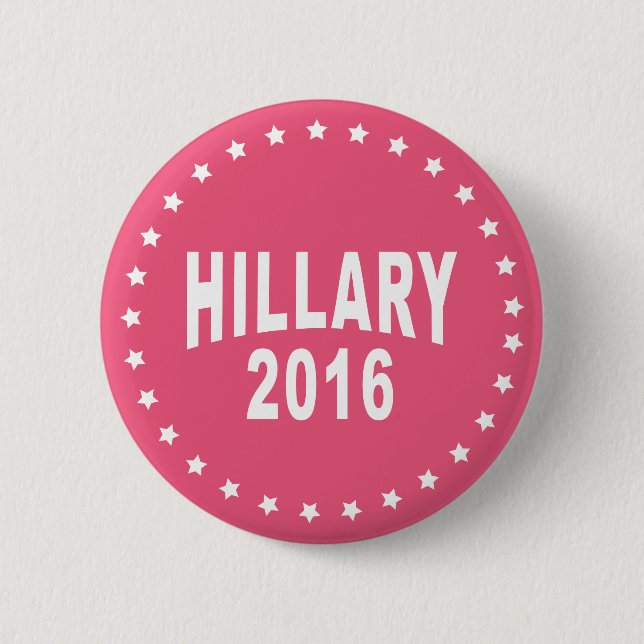 Botón Pinback Rosado de la Campaña Hillary Clinton (Anverso)