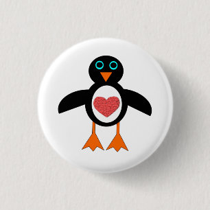 botón Pingüino de Corazón de Amor Cuto