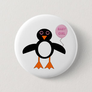 botón Pingüino de la niña pequeña