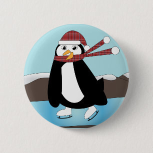 Botón Pingüino de Patinaje Hielo