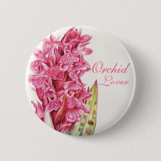 Botón pintado amante del arte de la orquídea
