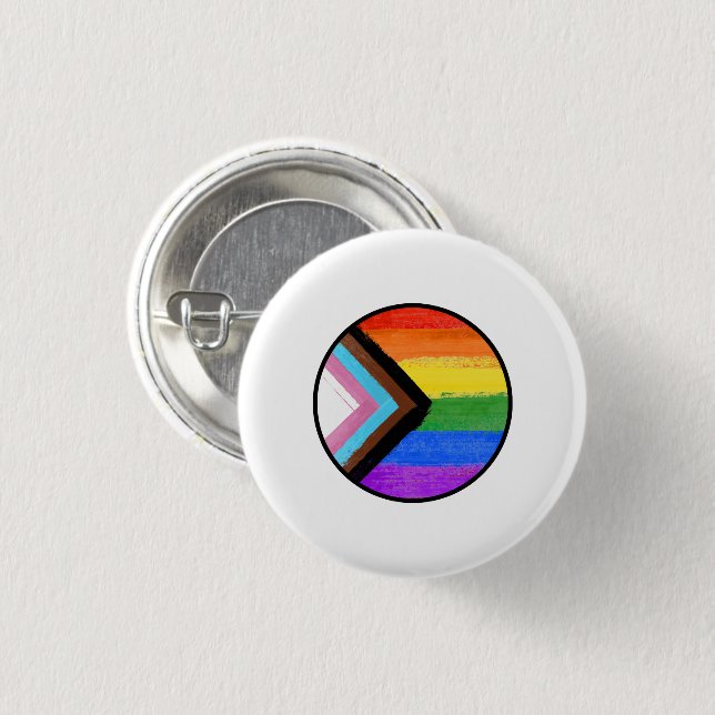 Botón Pintado con Franjas Orgullo Progreso (Anverso y reverso)