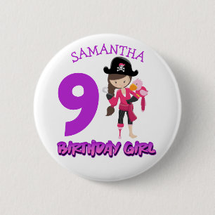 botón pirata de fiesta de cumpleaños de chica Parr