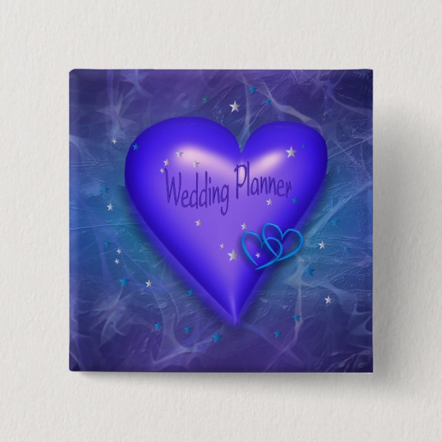 botón Planner de boda perwinkle púrpura y Aqua (Anverso)