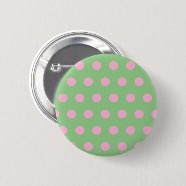 Botón Polka Dot (Sage Green & Pastel Pink) (Anverso y reverso)