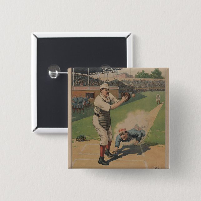 botón Poster de béisbol (Anverso y reverso)