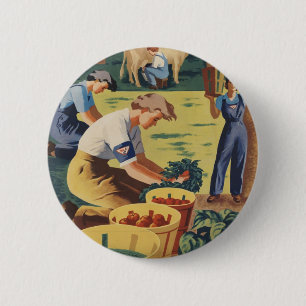 botón Poster patriótico de la Segunda Guerra Mundi