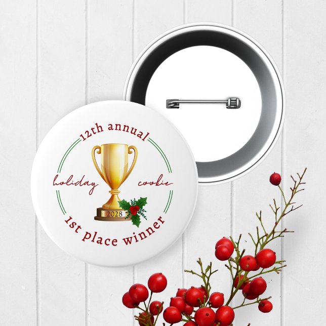 botón Premio al ganador del Concurso de Vacaciones (Christmas Holiday Competition Prize Button for the Winner. Great for Cookie & Sweater Contests!)
