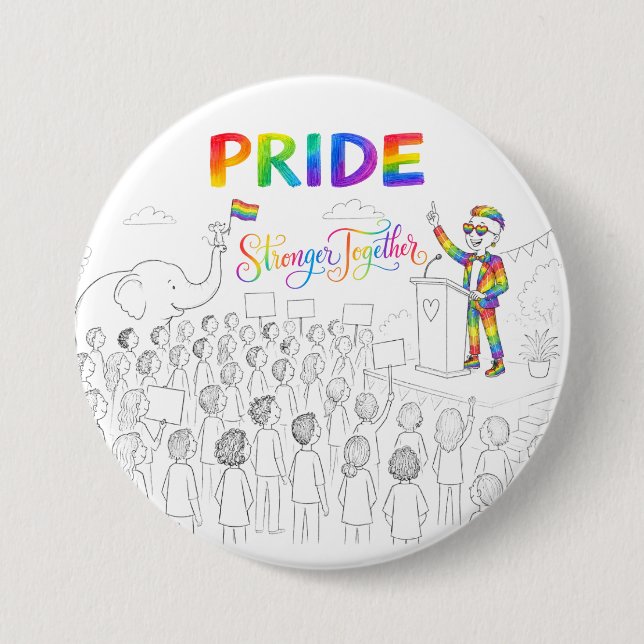 Botón PRIDE Más Fuertes Juntos (Anverso)