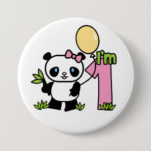 botón Primer cumpleaños de Panda Chica