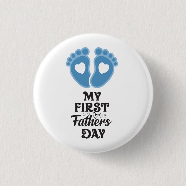 botón "Primer Día del Padre": Huellas azules para  (Anverso)