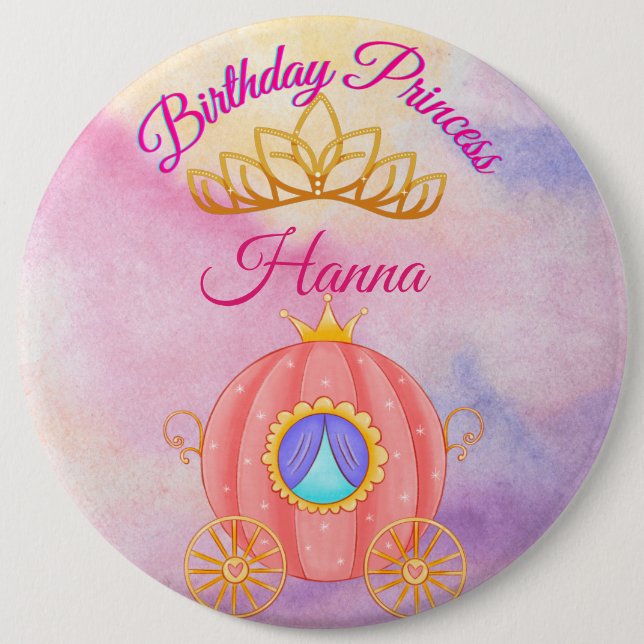 botón Princess Birthday personalizado (Anverso)