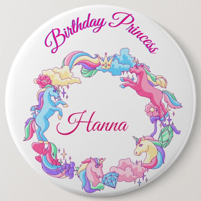 botón Princess Birthday personalizado (Anverso)
