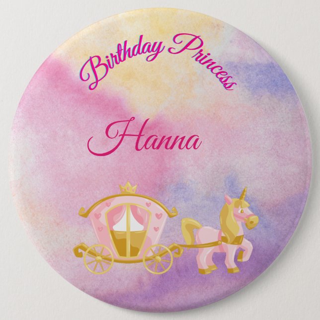 botón Princess Birthday personalizado (Anverso)