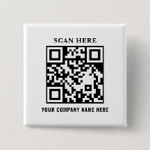 Botón promocional de marca comercial con código QR