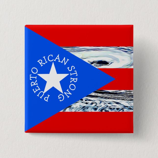Botón puertorriqueño de la bandera del huracán (Anverso)