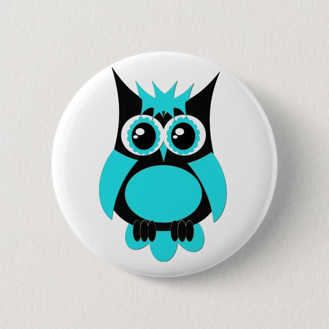 Botón punky del búho de la aguamarina (Anverso)