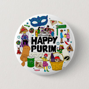 botón Purim Happy