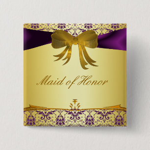 Botón púrpura adornado/Pin del banquete de boda