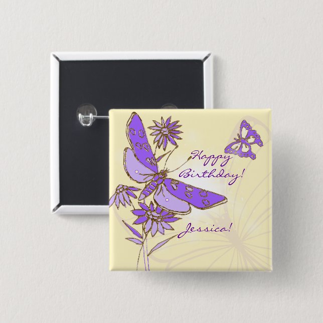 Botón púrpura de la mariposa del melocotón (Anverso y reverso)