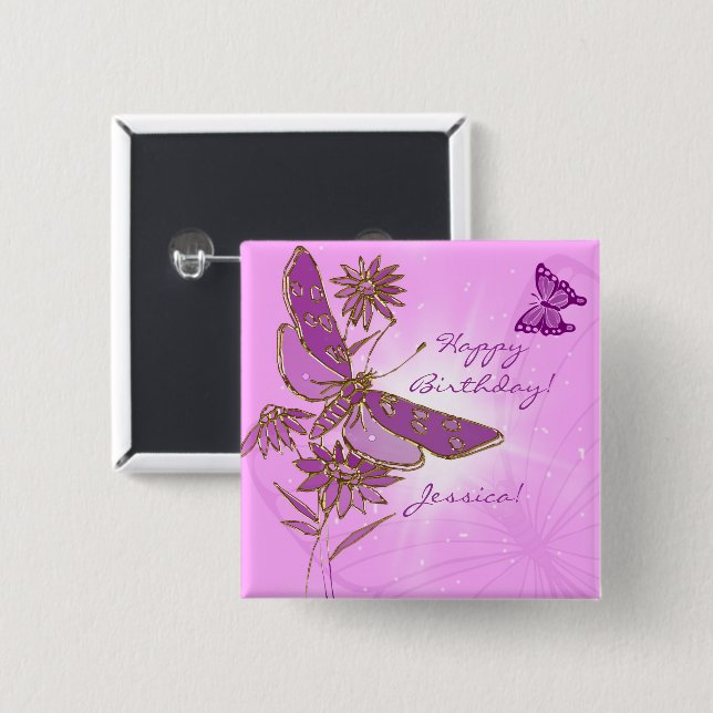 Botón púrpura rosado de la mariposa (Anverso y reverso)
