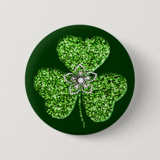 botón purpurina Shamrock and Flower