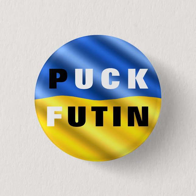 Botón Putin Futin Bandera ucraniana apoya a Ucrani (Anverso)