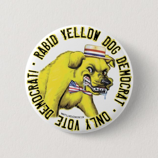 Botón rabioso de Demócrata del perro amarillo (Anverso)