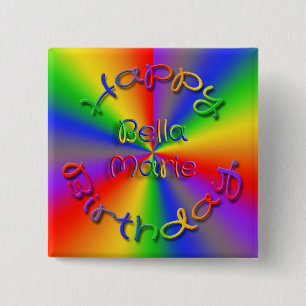 Botón Rainbow Happy Birday personalizado