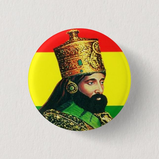 botón rasta Haile Selassie I Jah Rastafari Reggae (Anverso)